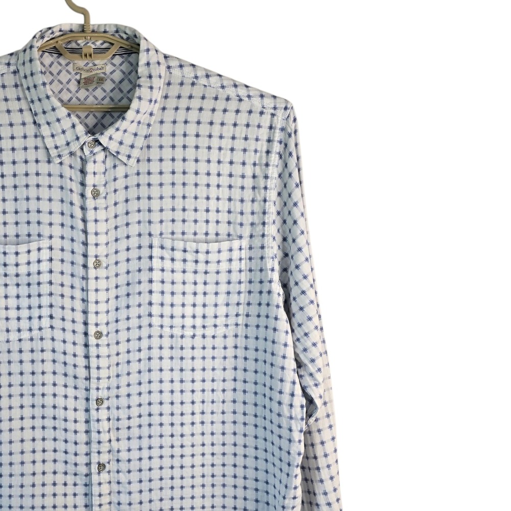 Carbon2cobalt Mens XXL Long Sleeve Button Down Shirt‎ Blue Patterned Casual